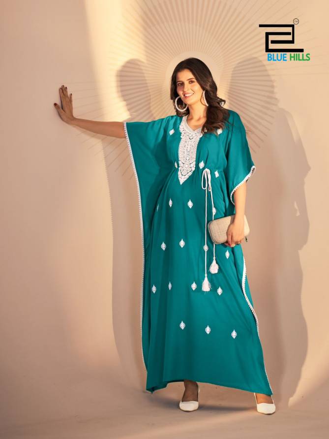 Honey By Blue Hills Designer Embroidery Rayon Kaftan Kurtis Wholesale Price In Surat
